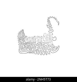 Single one curly line drawing of cute stingray. Continuous line drawing design vector illustrations of beautiful stingrays are disk shaped Stock Vector