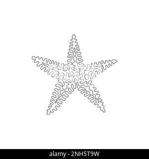 Single curly one line drawing of cute starfish abstract art. Continuous line drawing graphic design vector illustration of beautiful starfish for icon Stock Vector