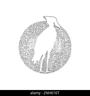 Continuous curve one line drawing of standing shoebill abstract art in circle. Single line editable stroke vector illustration of exotic shoebill Stock Vector