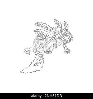 Single one line drawing of cute axolotl abstract art. Continuous line draw graphic design vector illustration of amazing marine amphibians for icon Stock Vector