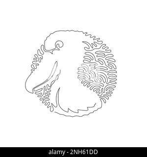 Single one line drawing of cute shoebill abstract art. Continuous line drawing design vector illustration of unique is its foot long beak shoebill Stock Vector