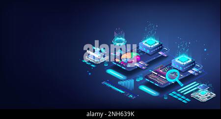 Audit and Accounting big data processing with blockchain and AI Stock Vector