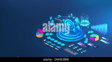 Web banner Goal achievement in isometric style Stock Vector