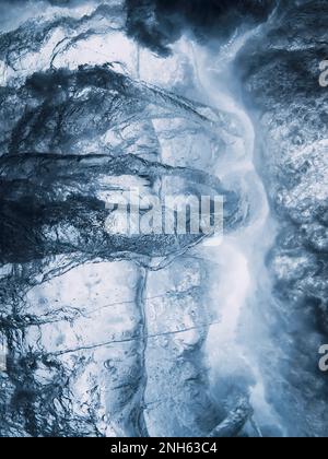 Ocean wave with vortex underwater in transparent water. Stormy water texture Stock Photo