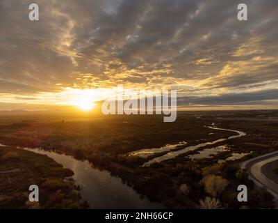 Lower Colorado River by Yuma Az at Sunrise Stock Photo