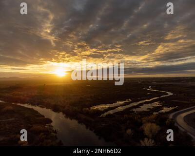 Lower Colorado River by Yuma Az at Sunrise Stock Photo