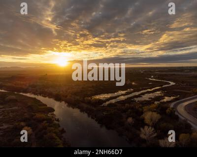 Lower Colorado River by Yuma Az at Sunrise Stock Photo