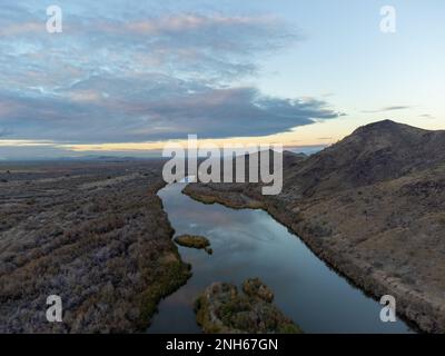 Gillespie Dam Bridge, Spanning Gila River Stock Photo