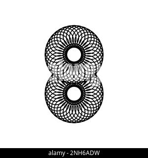 Number 8, eight. Black and white design. Vector illustration. Stock Vector