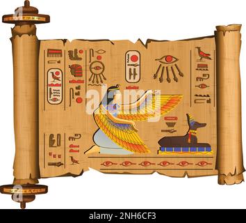 Ancient Egypt papyrus scroll with wooden rods cartoon vector with ...