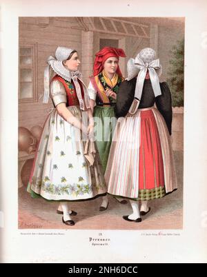 German folk costume. Prussia (Preussen), Buchwald, Fischbach. 19th ...