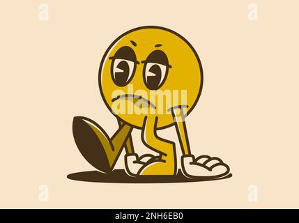 the ball character is in a bad mood walking with hands down Stock Vector