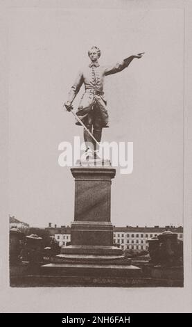 Vintage photo of Karl XII statue in Kungsträdgården, Stockholm. 1865 - 1875 Stock Photo