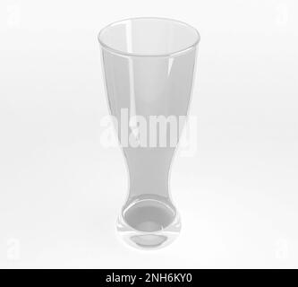 An empty weizen, shaped beer glass an isolated white studio background