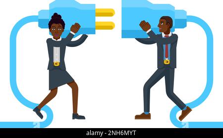 Connecting Electrical Plug Together People Concept Stock Vector