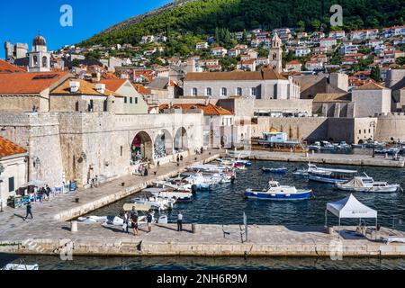 Dubrovnik harbour in the old town of Dubrovnik on the Dalmatian Coast of Croatia Stock Photo