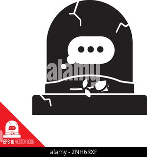Tombstone with empty text message bubble vector glyph icon Stock Vector