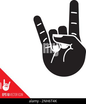 Hand showing horns gesture vector glyph icon Stock Vector