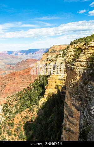 Grand Canyon National Park in Arizona, USA. Panoramic showing the Grand Canyon. Aerial view of the Grand Canyon, Arizona. Grand Canyon Arizona sunset landscape clouds. Stock Photo