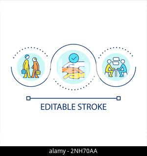 Inclusive interaction in workplace loop concept icon Stock Vector