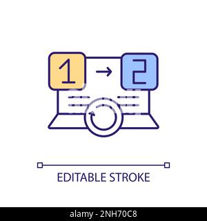 Upgrade computer software to actual version RGB color icon Stock Vector