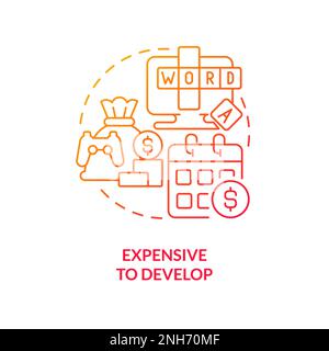 Expensive to develop red gradient concept icon Stock Vector