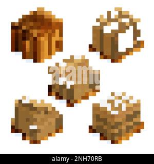 Isometric cargo containers set of wooden pallets and cardboard boxes isolated vector illustration Stock Vector