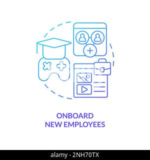 Onboard new employees blue gradient concept icon Stock Vector