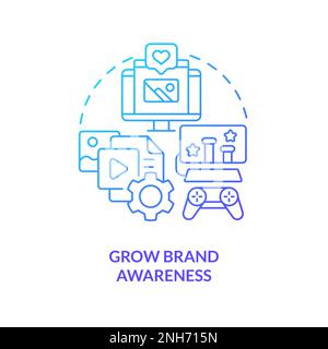 Grow brand awareness blue gradient concept icon Stock Vector