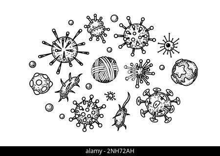Mumps Vector Hand drawn mumps virus isolated on white background. Realistic detailed ...