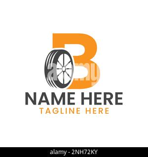 Letter B Tire Logo For Car Repair  Automotive Motor Logo Design Vector Template Stock Vector
