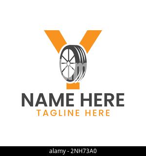 Letter Y Tire Logo For Car Repair  Automotive Motor Logo Design Vector Template Stock Vector