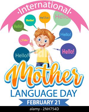 International mother language day banner illustration Stock Vector