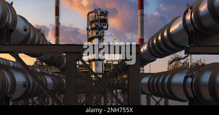 Pipelines in an oil refinery Stock Photo