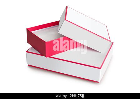 Two  blank chocolate or macarons boxes isolated on white with clipping path Stock Photo