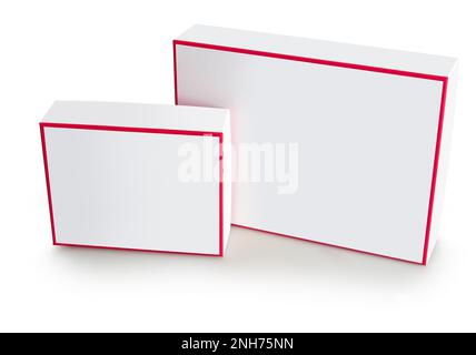 Two  blank chocolate or macarons boxes isolated on white with clipping path Stock Photo