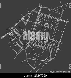 Street roads map of the ROYAL QUARTER (QUARTIER ROYAL, KONINGSWIJK), BRUSSELS Stock Vector