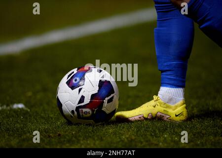 Official Puma Match Ball of the EFL - Colchester United v Walsall, Sky Bet League Two, JobServe Community Stadium, Colchester, UK - 14th February 2022  Editorial Use Only - DataCo restrictions apply Stock Photo