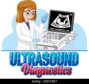 Doctor using ultrasound scanning machine illustration Stock Vector