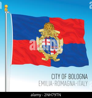 Bologna, Italy, flag of the city, Emilia Romagna region, Italy, vector illustration Stock Vector