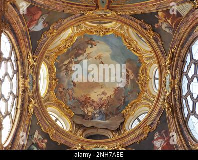 Archs and architecture of San Francesco d'Assisi grande important church in neoclassical style , Lombardy, Italy. Stock Photo