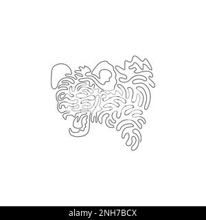 Single curly one line drawing of hyena the strongest teeth predator. Continuous line drawing design vector illustration of predatory hyena Stock Vector