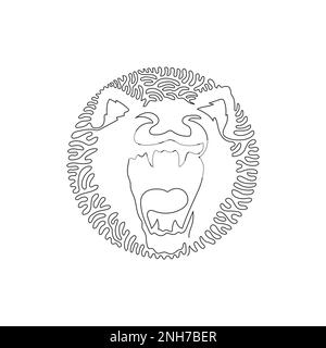 Single continuous line drawing of scary Tasmanian devil. Continuous line drawing design vector illustration style of carnivorous Tasmanian devil Stock Vector