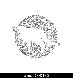 Continuous one curve line drawing of standing Tasmanian devil abstract art. Single line editable vector illustration of cute Tasmania Stock Vector