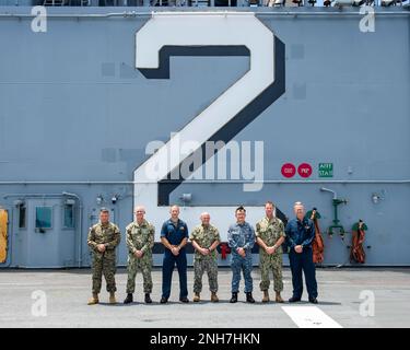 U.S. Marine Corps Col. Aaron Brunk, left, Joint Exercise Support Group ...