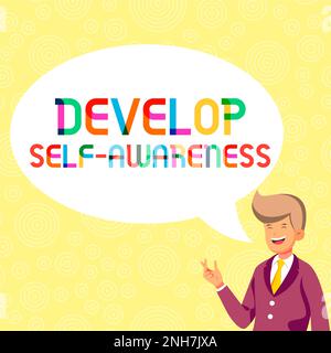 Handwriting text Develop Self Awareness. Business concept Improve sharp realization of one's personality Stock Photo