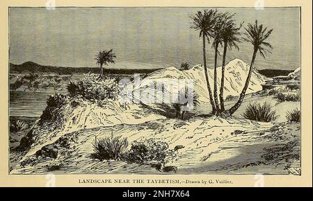 Landscape near the Taybetism Oasis in the Desert Saudi Arabia from Cyclopedia universal history : embracing the most complete and recent presentation of the subject in two principal parts or divisions of more than six thousand pages by John Clark Ridpath, 1840-1900 Publication date 1895 Publisher Boston : Balch Bros. Volume 6 History of Man and mankind Stock Photo