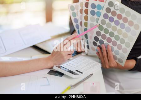 User experience user interface concept, ux ui Graphic designer creative sketch breif user experience interface color planning application process deve Stock Photo