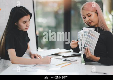 User experience user interface concept, ux ui Graphic designer creative sketch breif user experience interface color planning application process deve Stock Photo