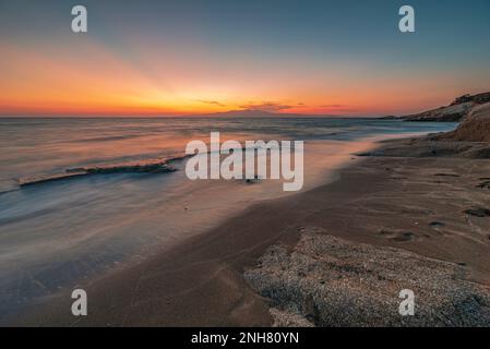 Hawaii beach in the Alikò promontory at dusk, Naxos Stock Photo